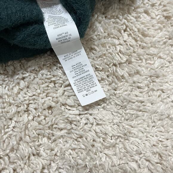 Aerie Size Small Oversized Green Ribbed Crewneck Split Cuff Pullover Sweater - Picture 5 of 6